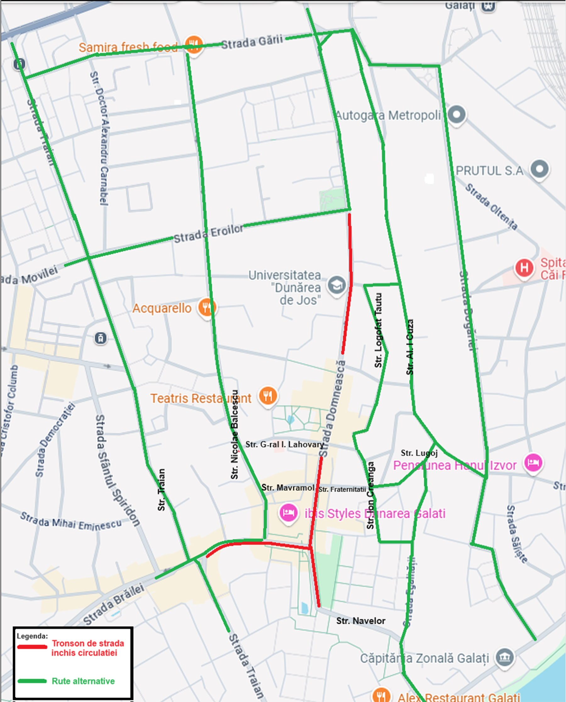 Străzi închise, modificări în transportul public